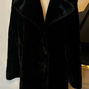 Long black faux fur coat